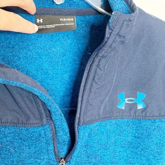 Under Armour Boys Fleece 1/2 Zip Pocket in Graphite Blue Youth Size YLG Large - Picture 5 of 8
